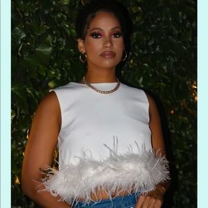 White feather crop top